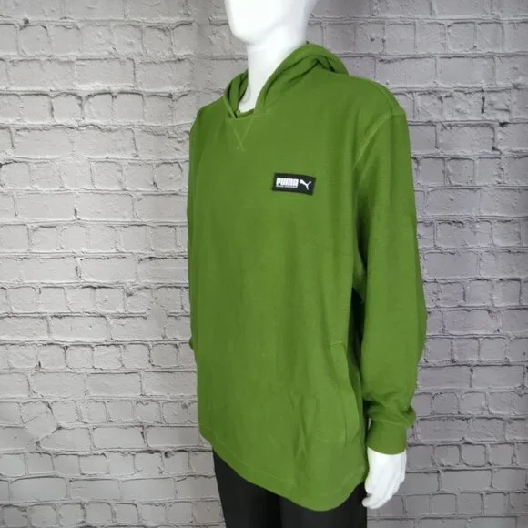 PUMA Hoodie Pullover Men XL Green Sweatshirt Long Sleeve Textured - Picture 4 of 10